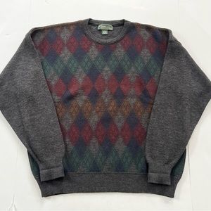 Vintage Academia Argyle Italian Made Wool Blend Sweater